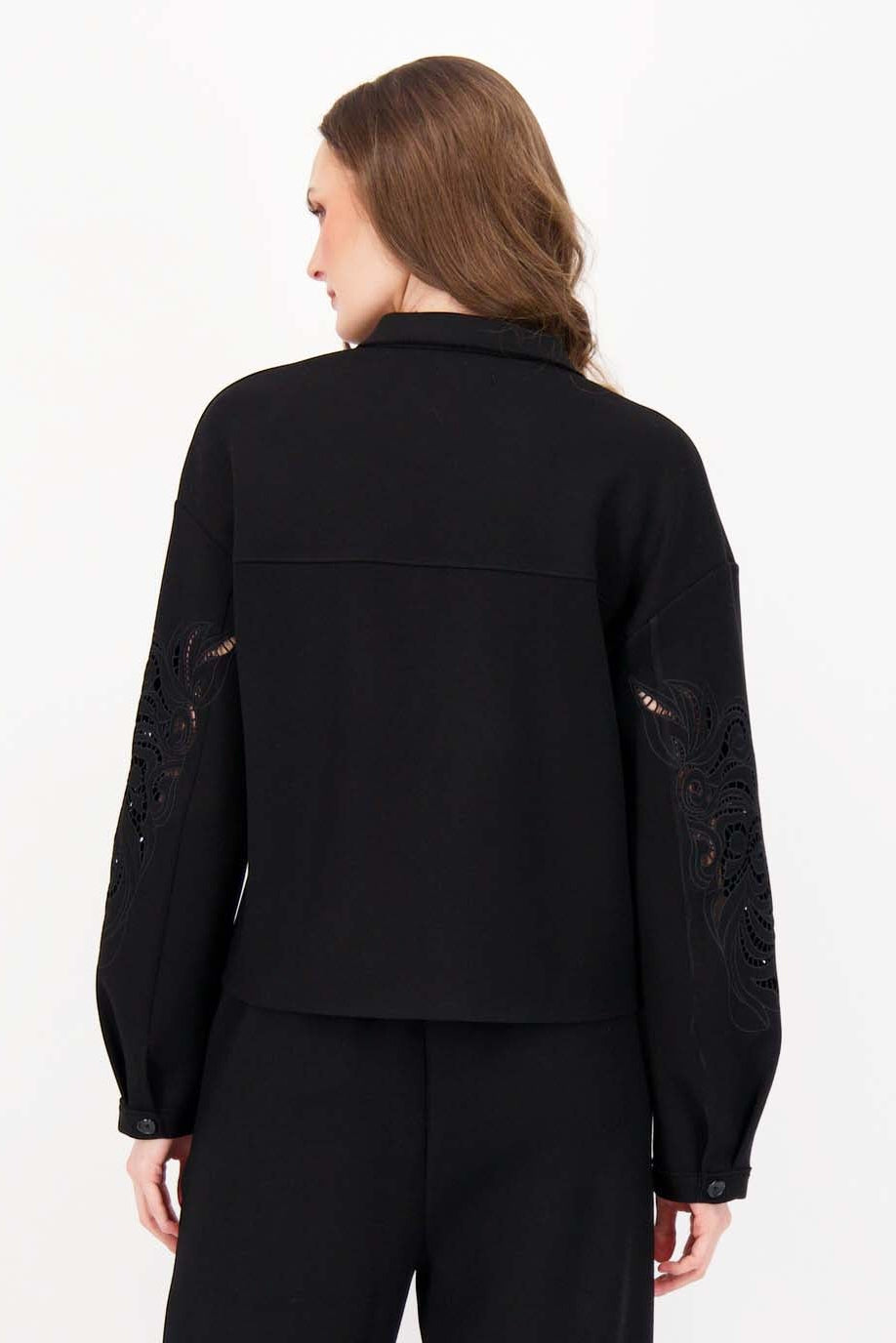Floral Cutout Boxy Shirt Jacket