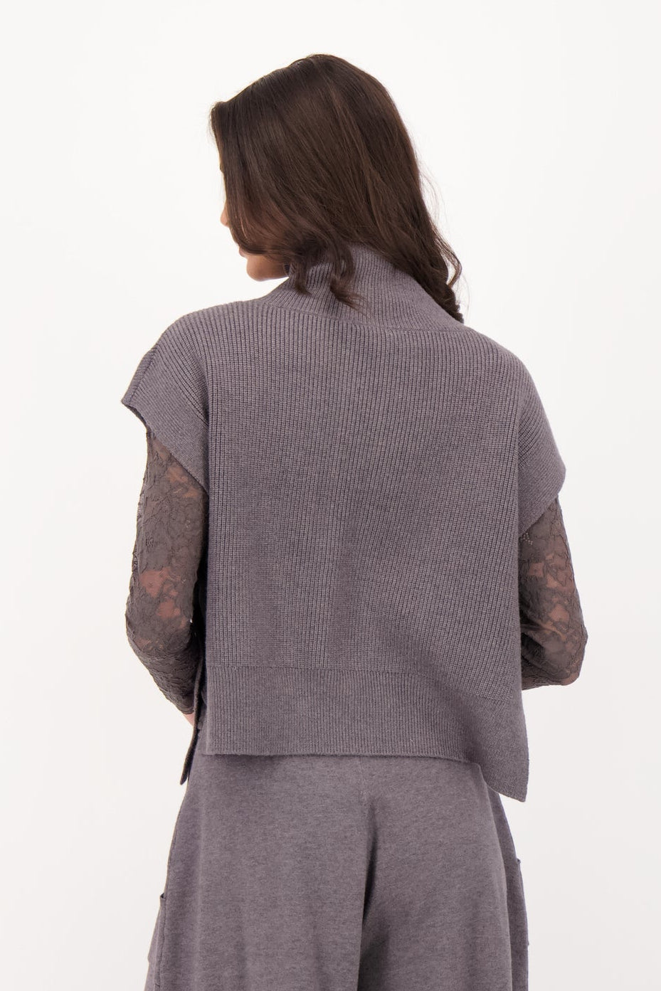 Jewelled Mock Neck Knit Vest