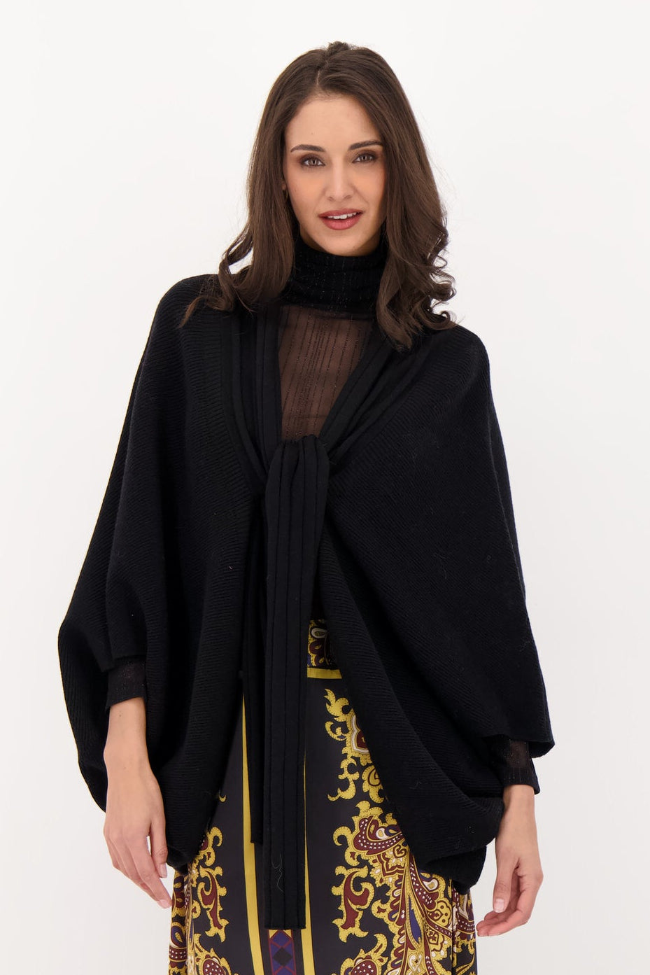 Poncho Necktie Sweater