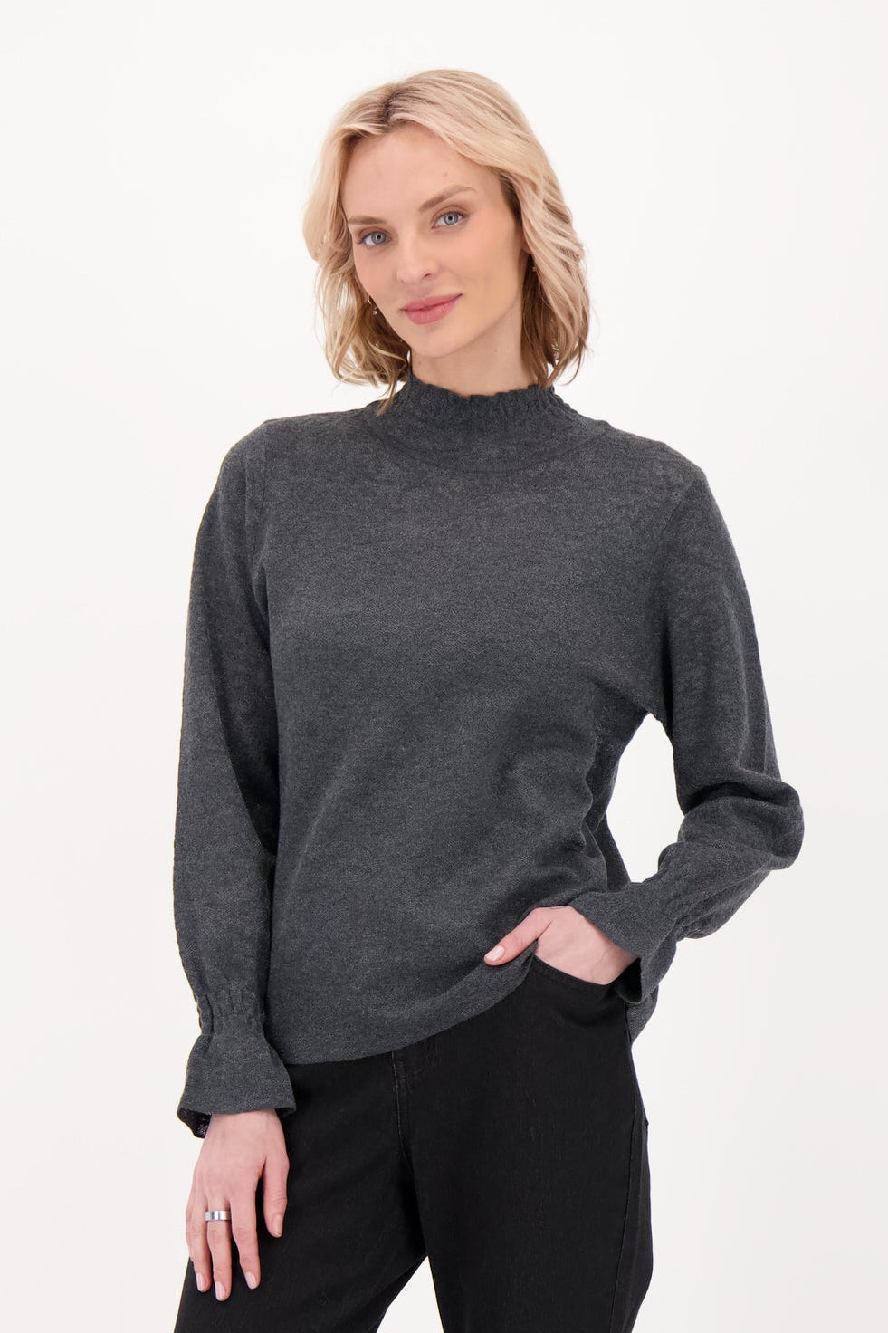 Jaquard Mock Neck Knit Top