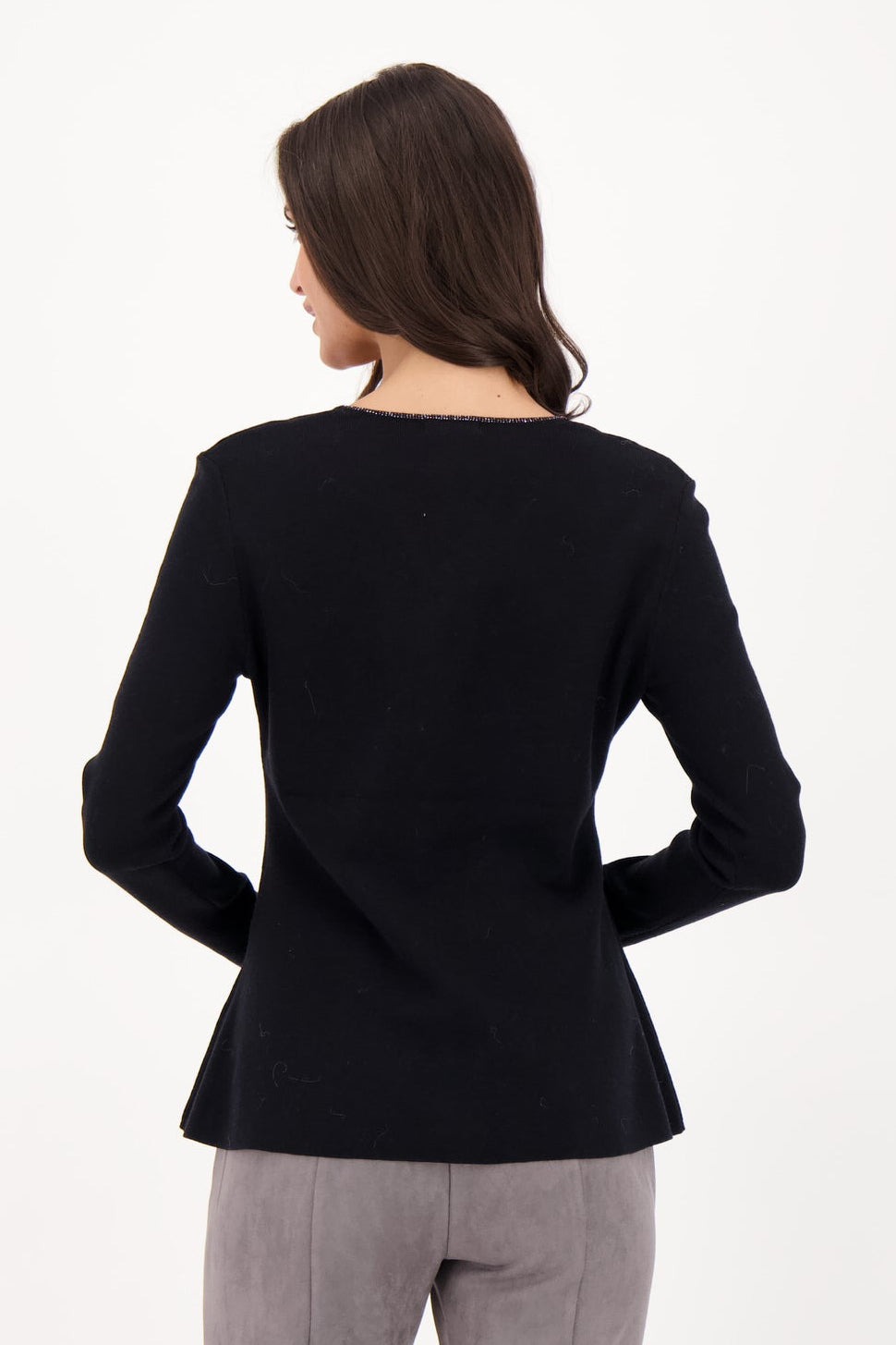 Scallop Rhinestone V-Neck Sweater