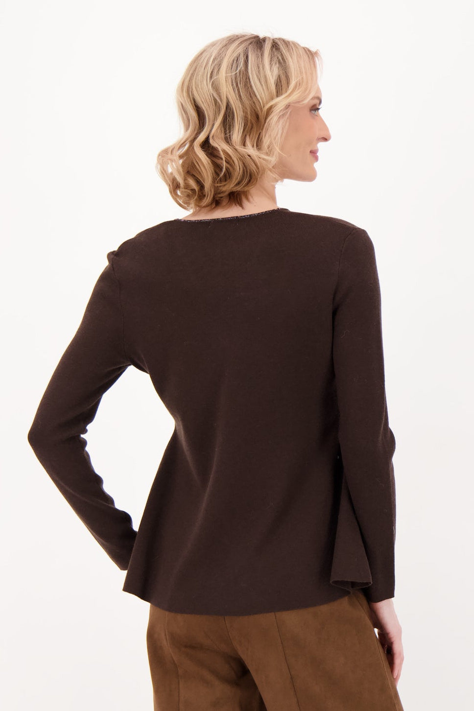 Scallop Rhinestone V-Neck Sweater