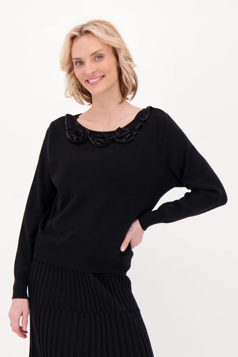 Rosette Collar Sweater