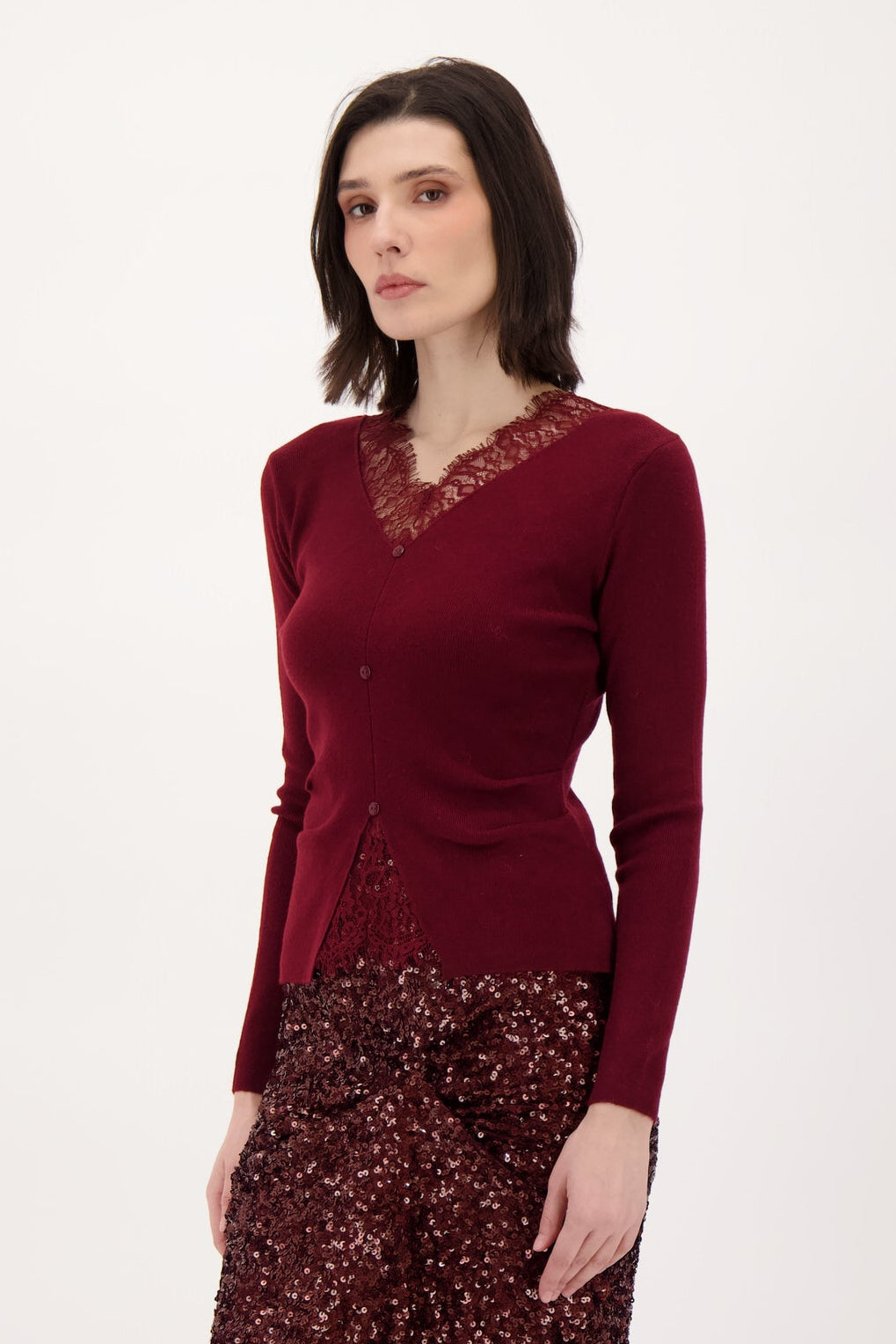 Lace Neckline/Hem Sweater Top