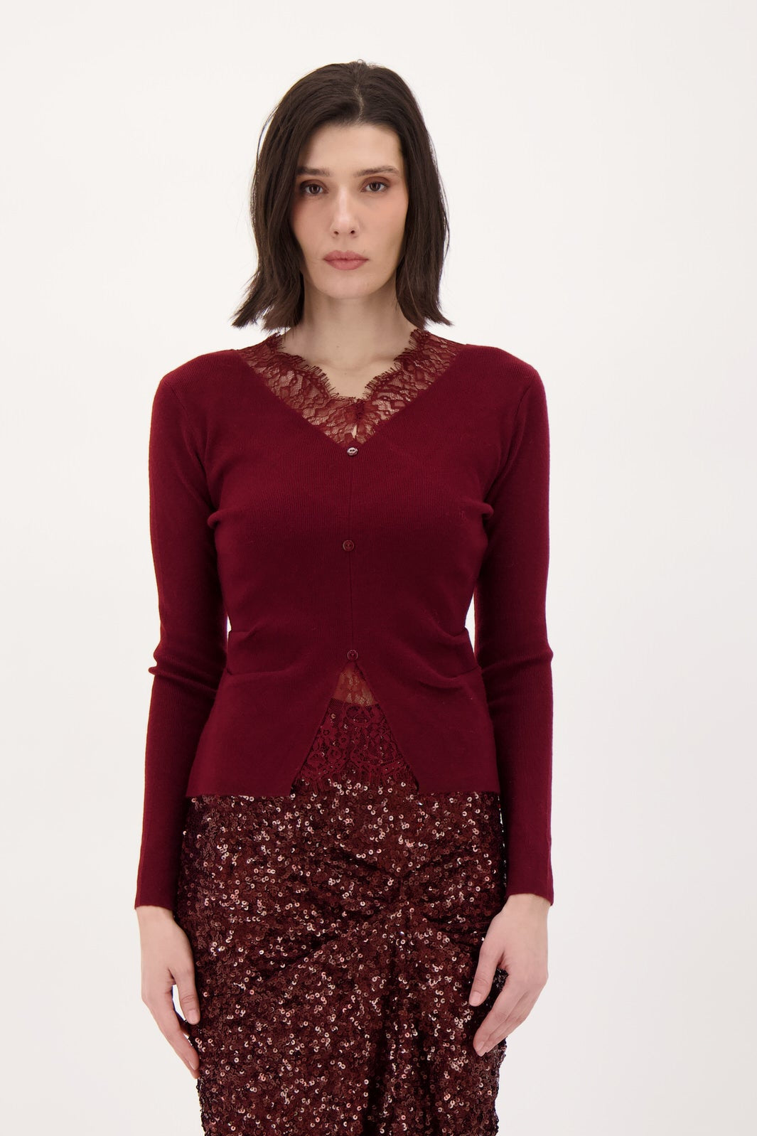 Lace Neckline/Hem Sweater Top