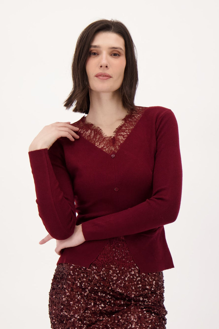 Lace Neckline/Hem Sweater Top