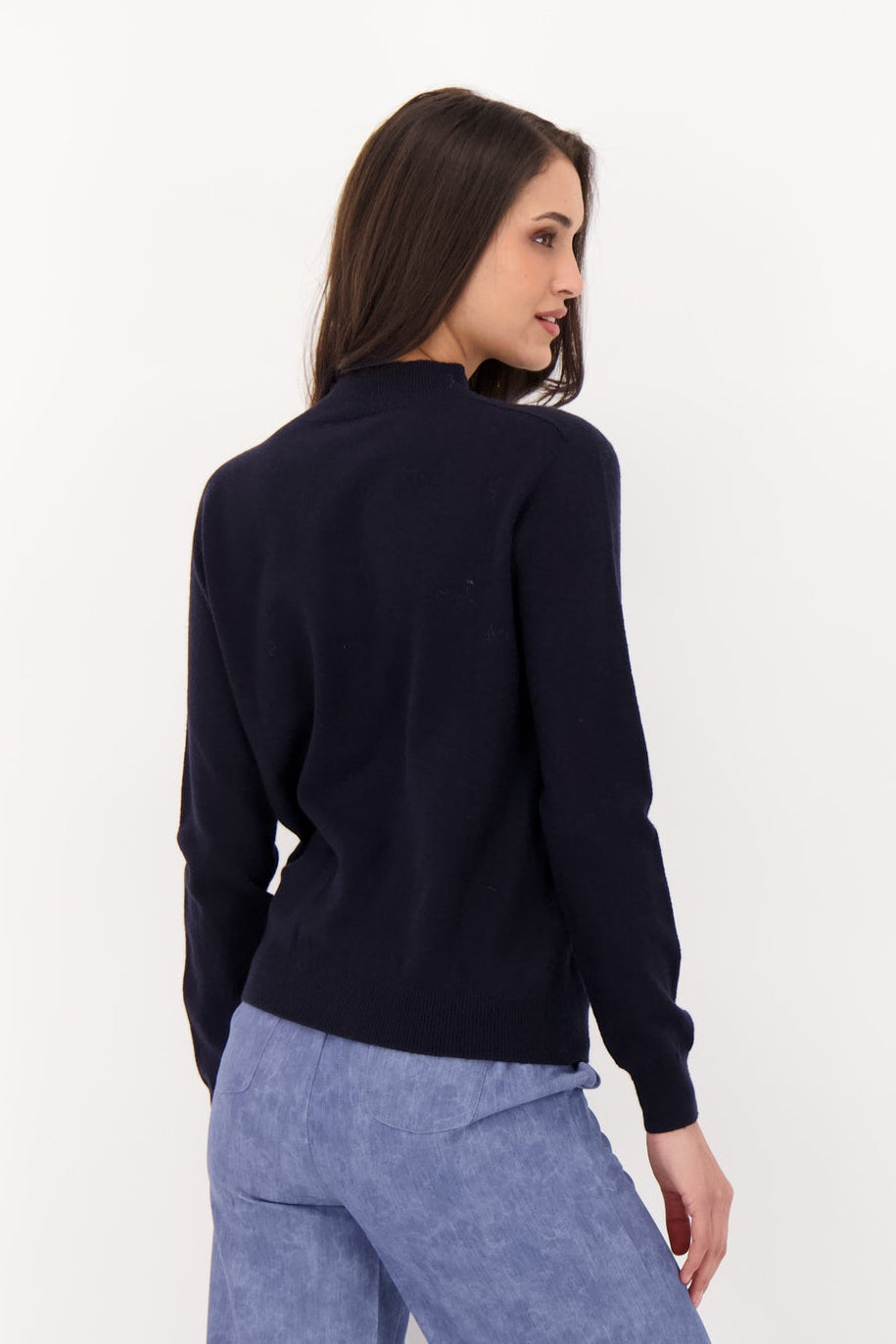Mock Neck Sweater Wiith Neckline Hot Fix Beads