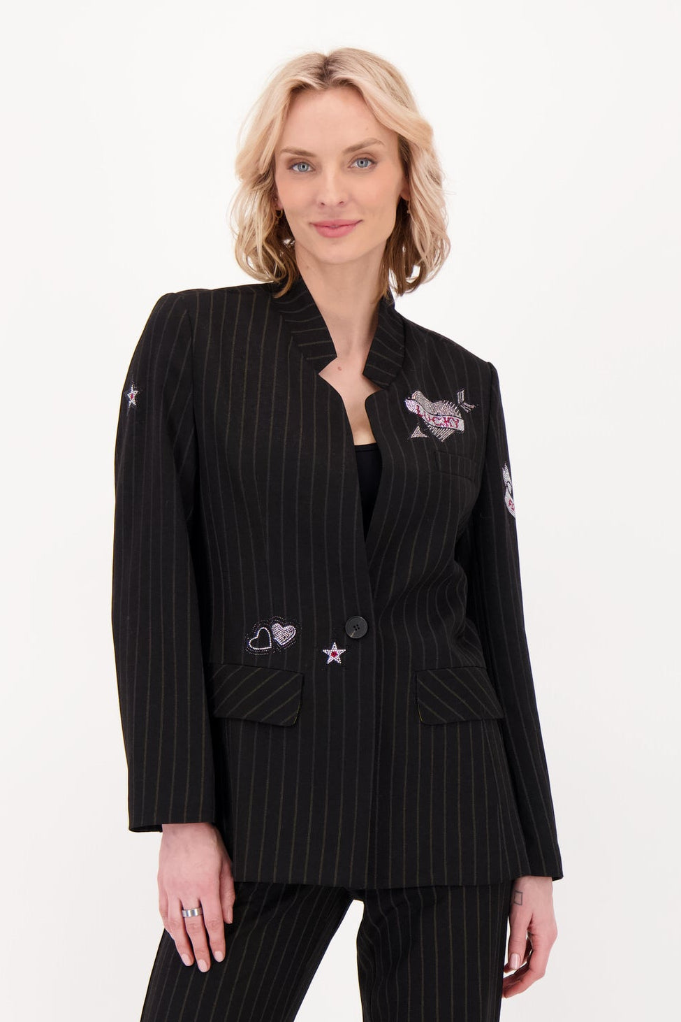 Pinstripe Notch Collar Blazer