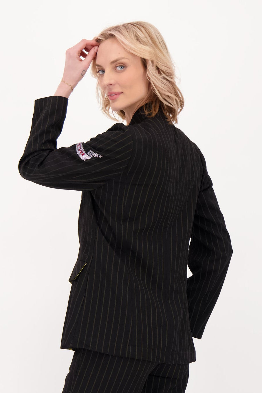 Pinstripe Notch Collar Blazer
