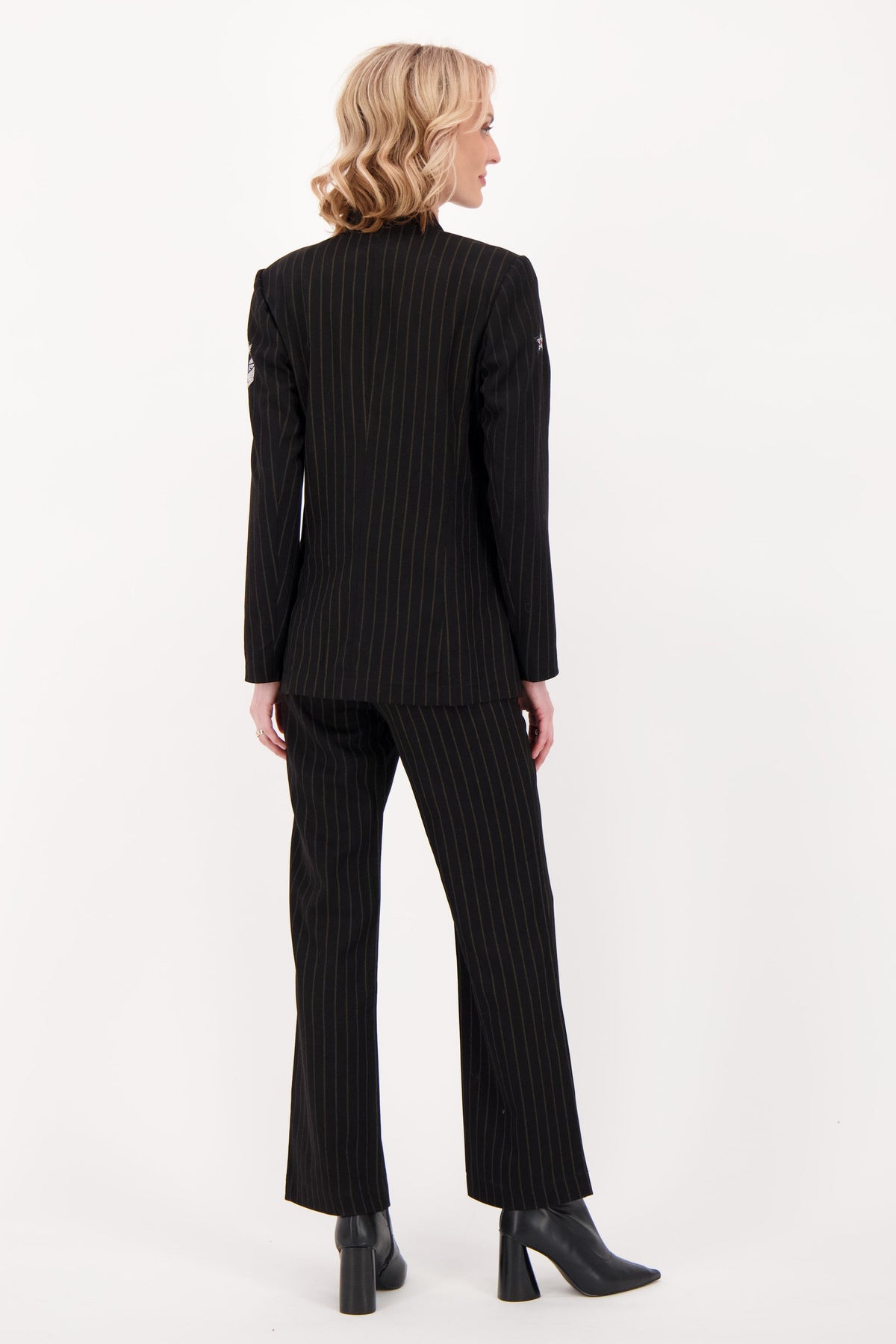 Pinstripe Notch Collar Blazer