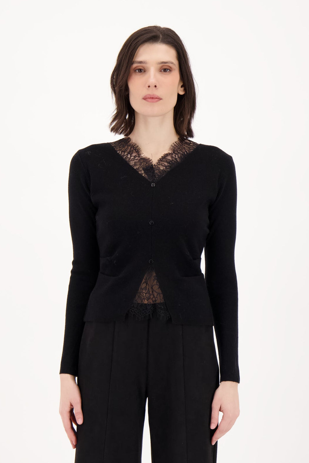 Lace Neckline/Hem Sweater Top