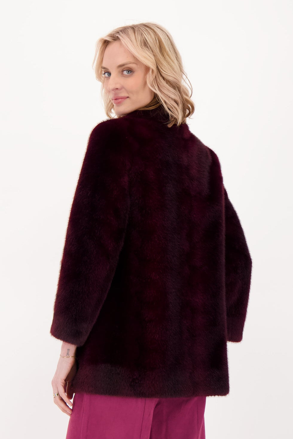 Faux Fur Detachable Jewelled Button Jacket