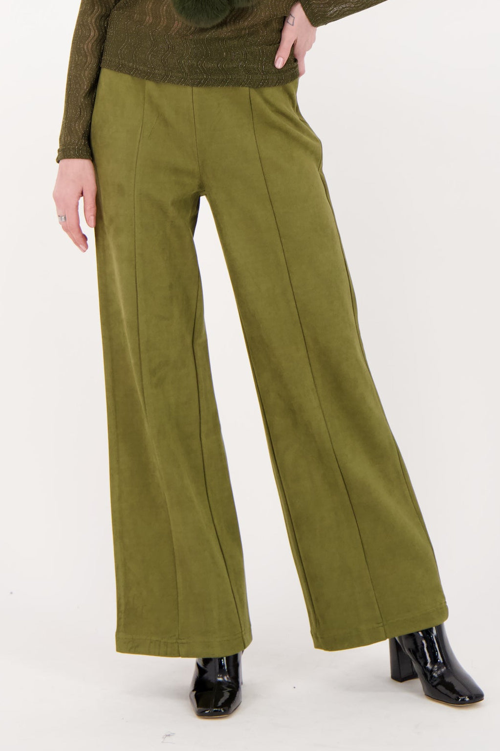 Wide Leg Vegan Suede Pant