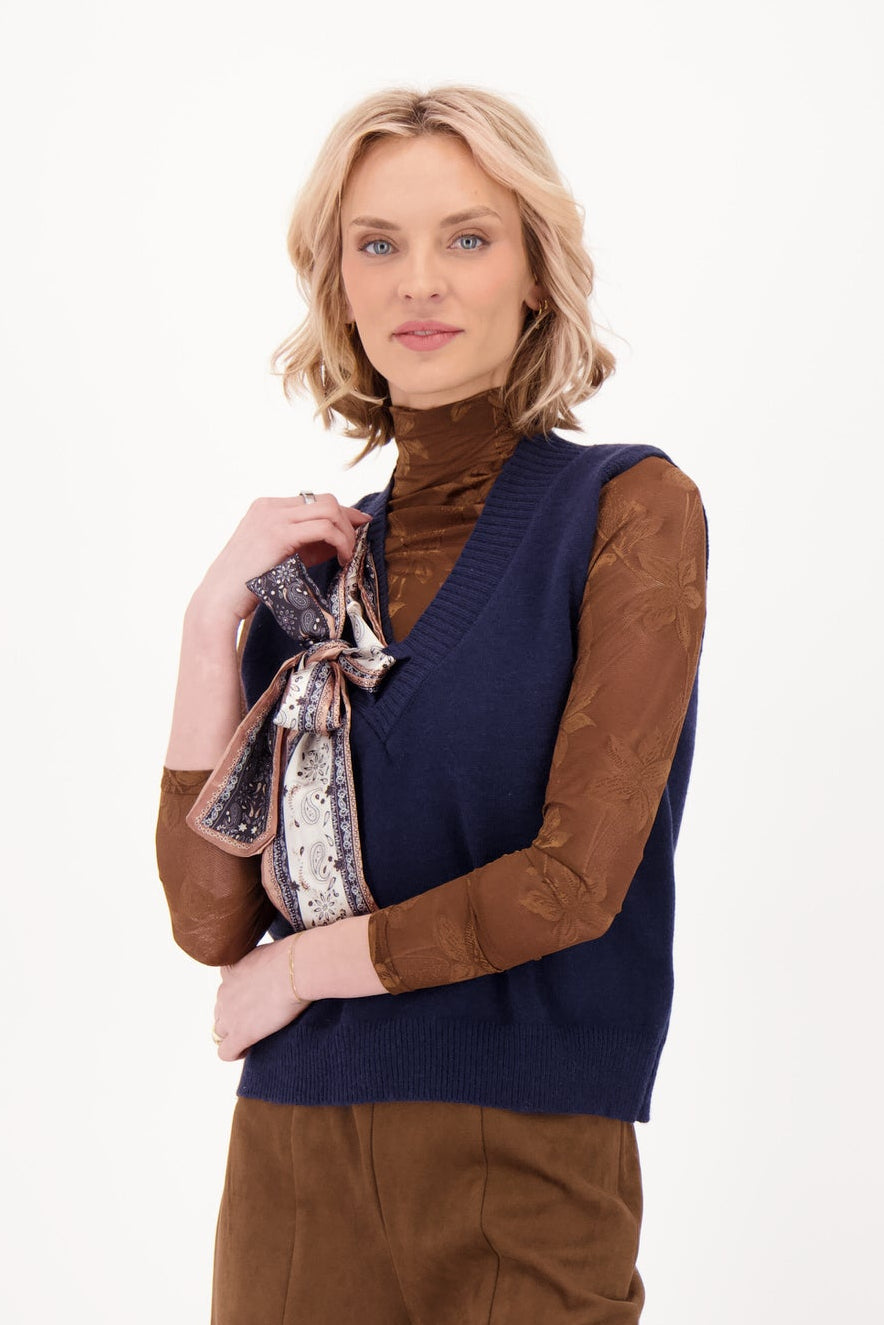 Satin Scarf Sweater Vest