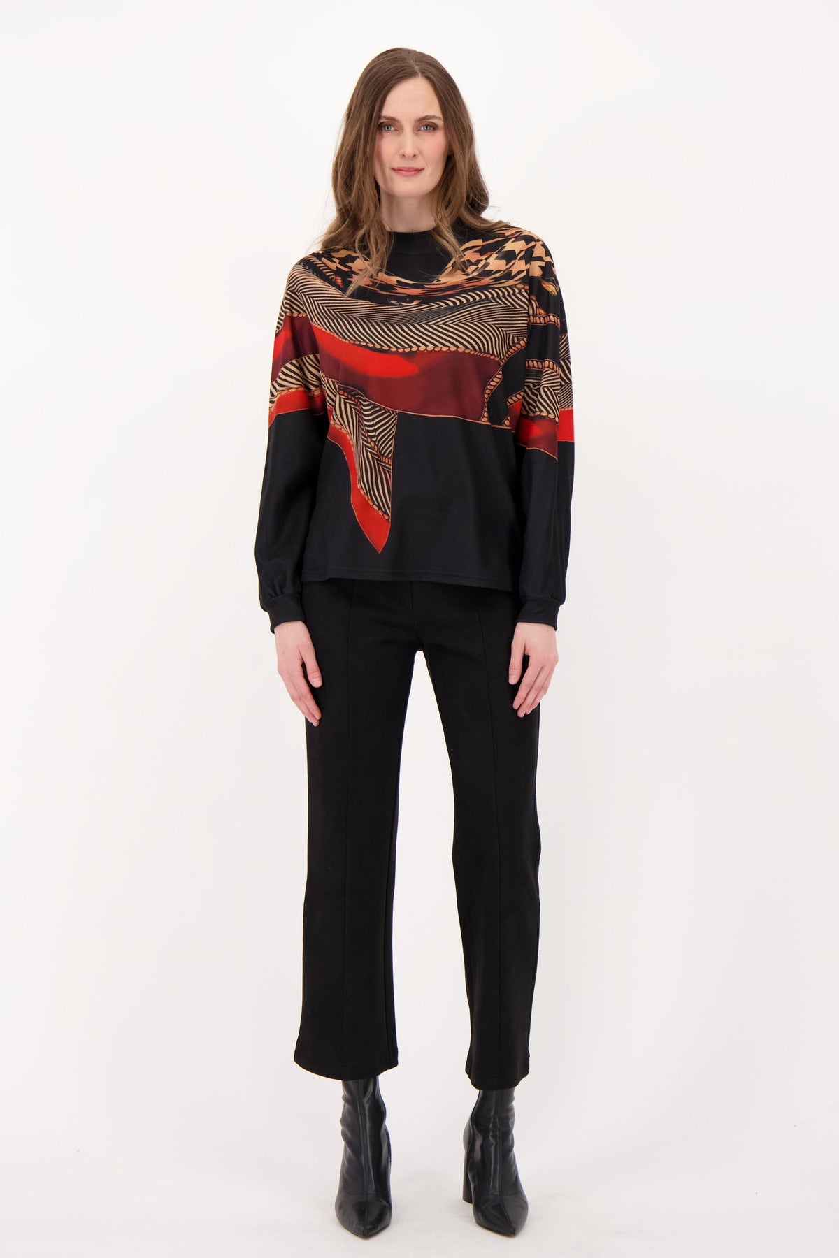 Printed Red Scarf Top