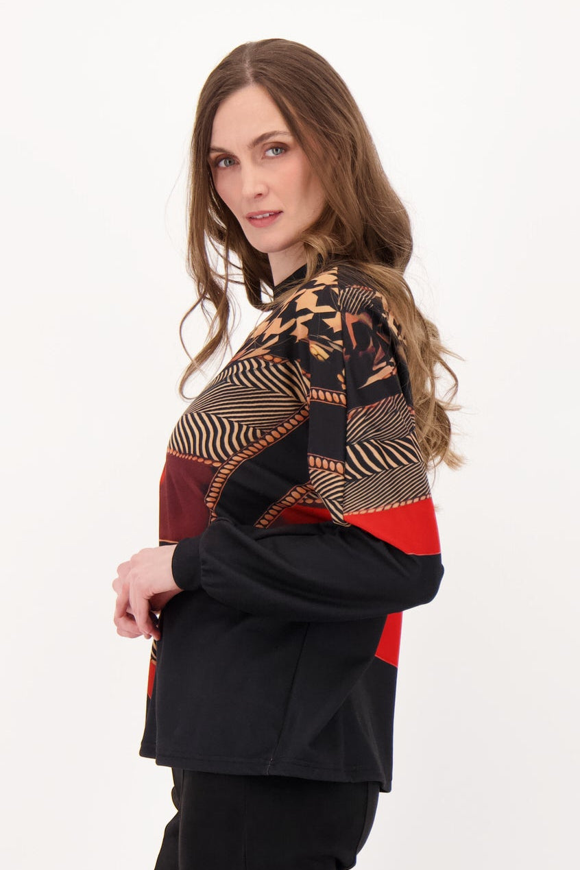 Printed Red Scarf Top
