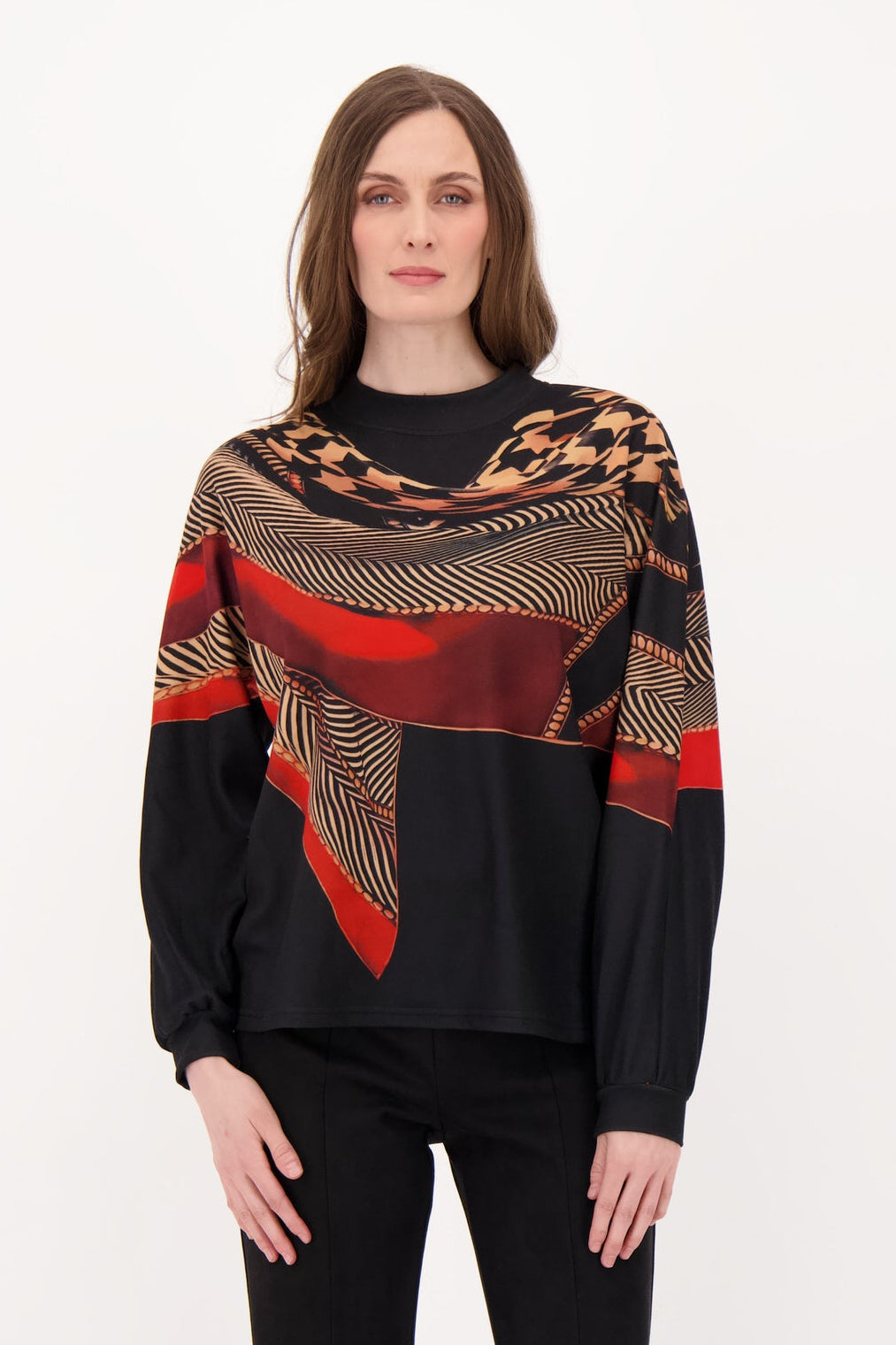 Printed Red Scarf Top