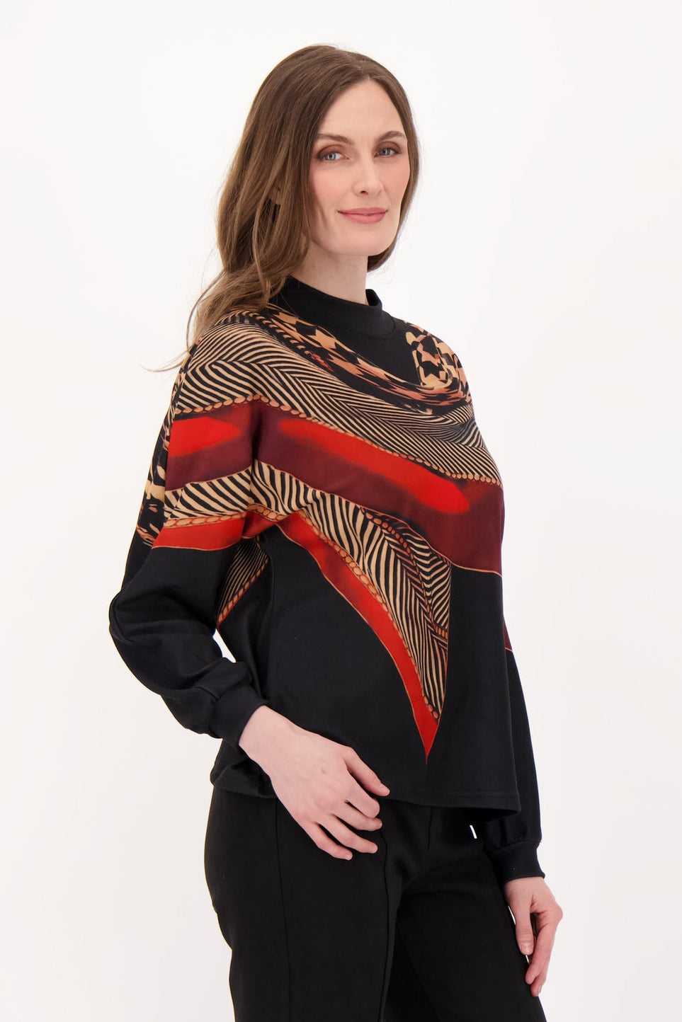 Printed Red Scarf Top