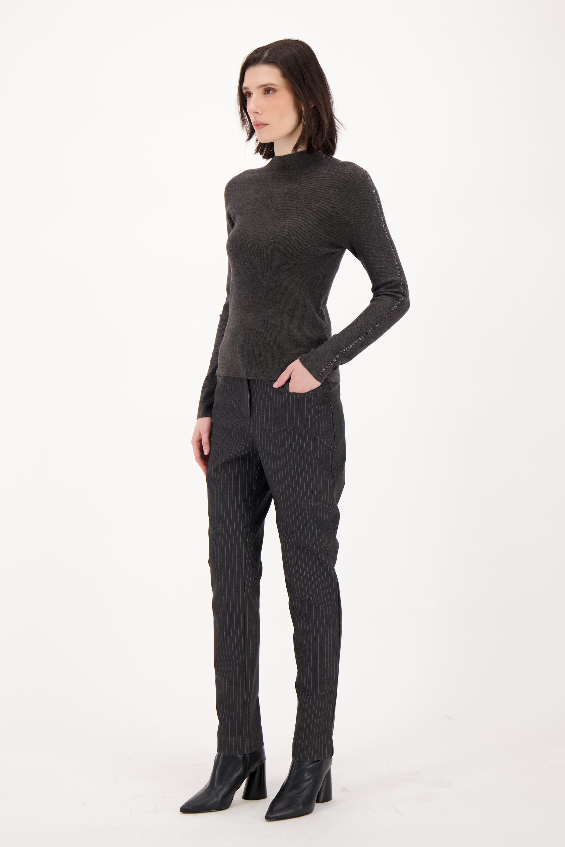 Sweater With Sleeve Rhinestone Detail