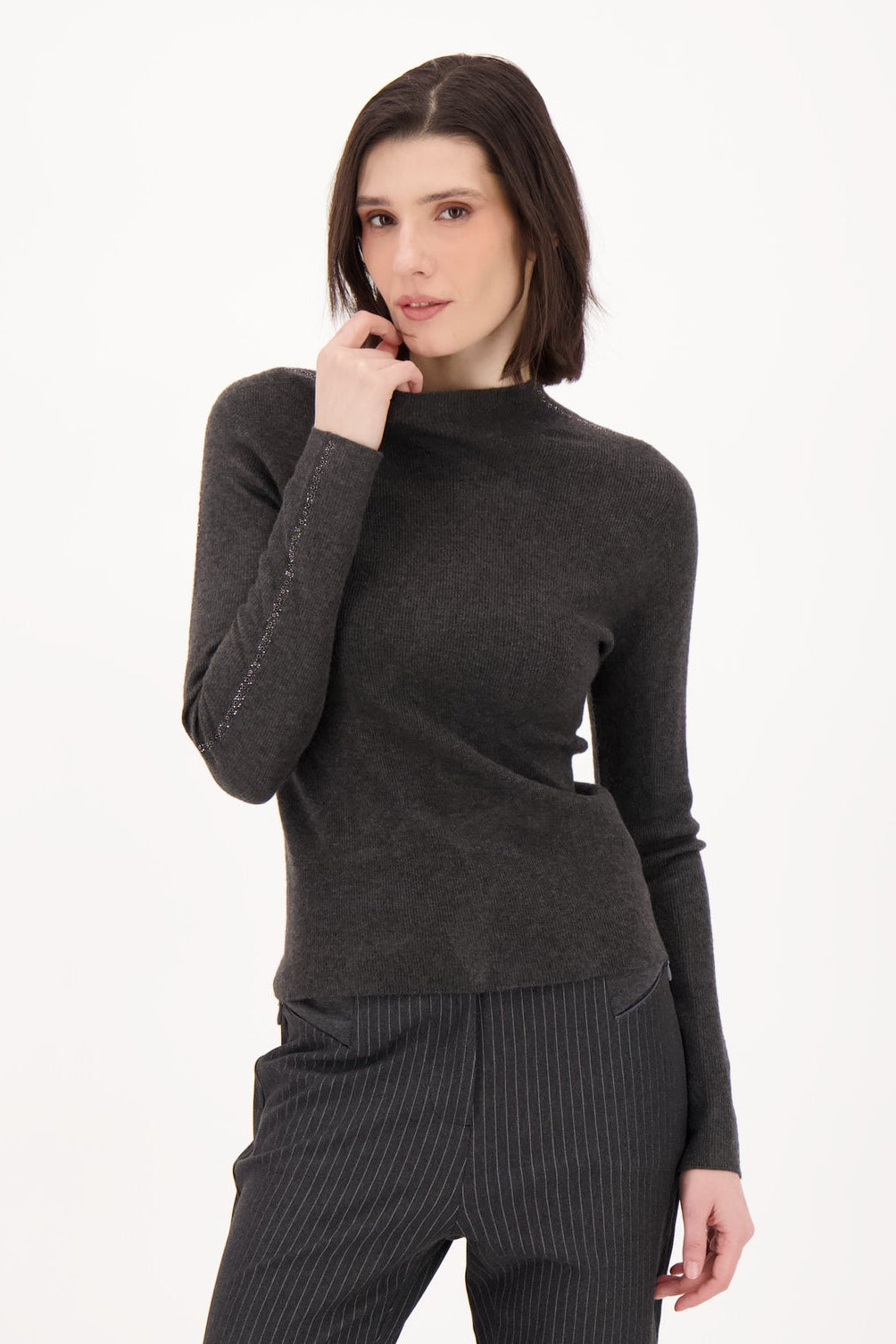 Sweater With Sleeve Rhinestone Detail
