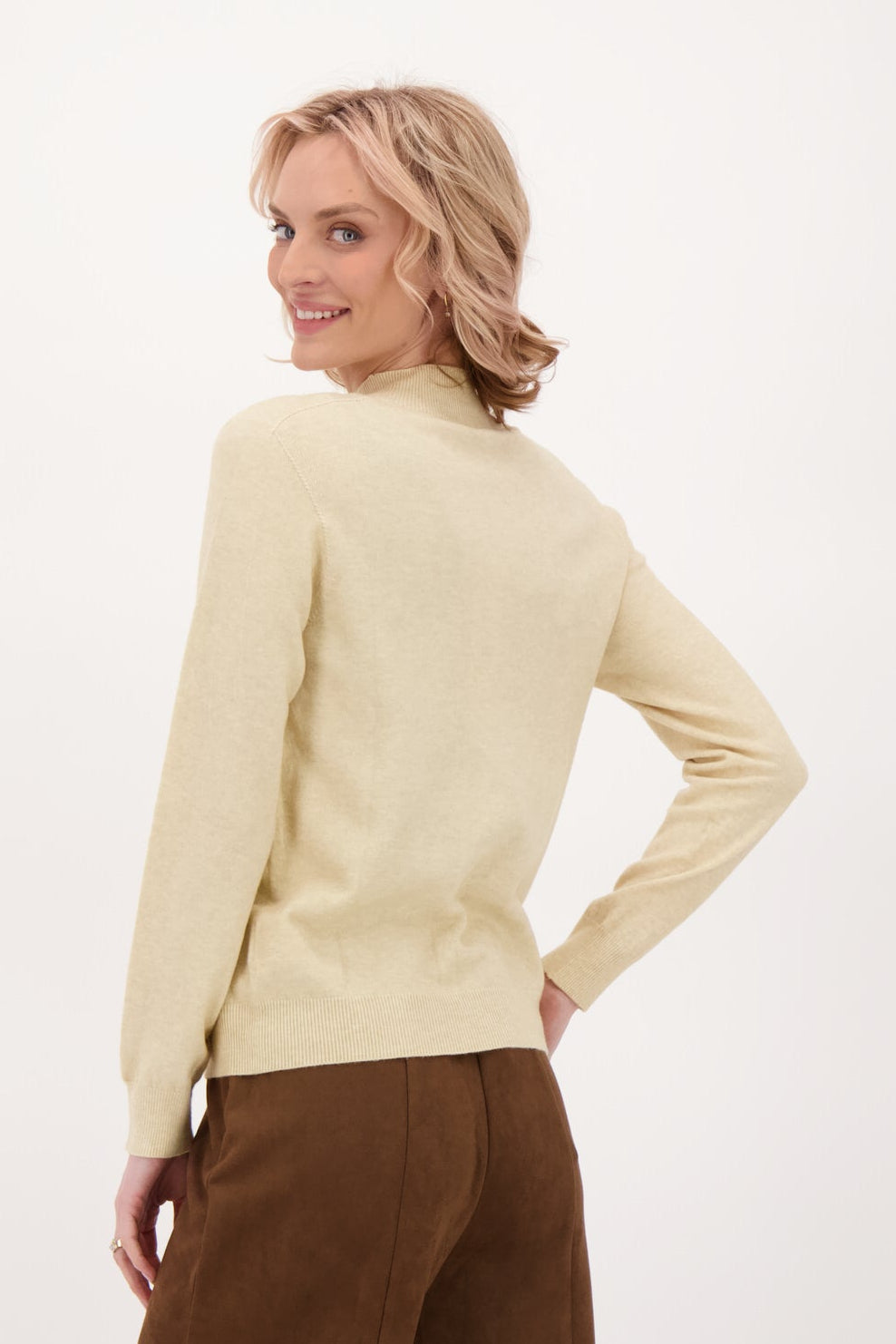 Mock Neck Sweater Wiith Neckline Hot Fix Beads
