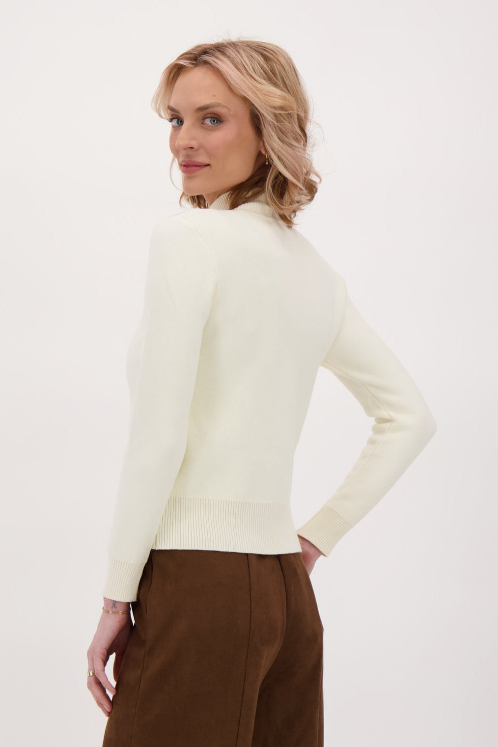 Plush Fleece Lined Sweater With Shoulder Hot Fix Beads
