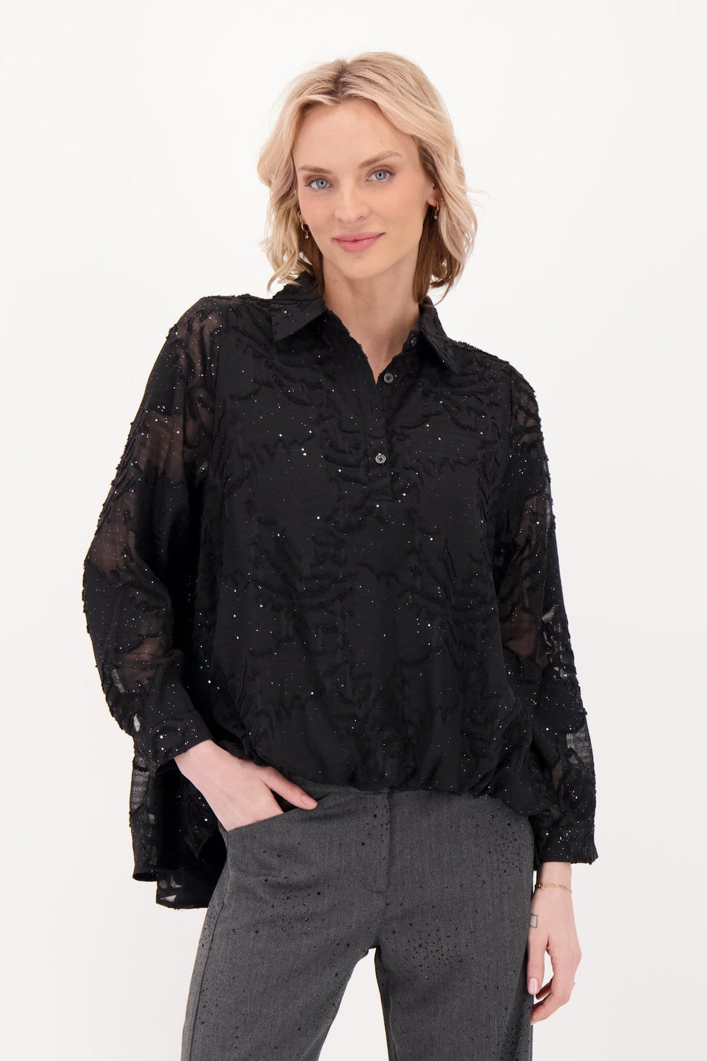 Front Tuck Embellished Blouse