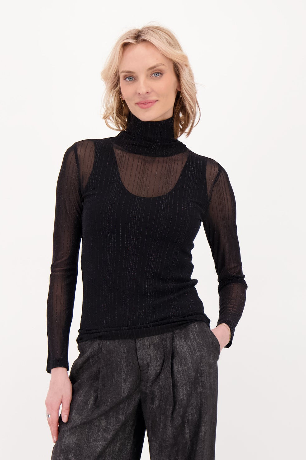 Turtleneck Layering Mesh Top