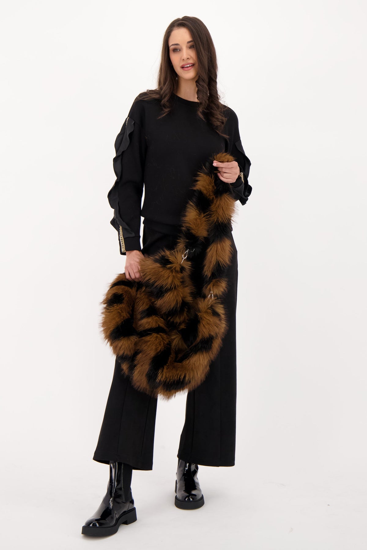 Faux Fur Chevron Purse