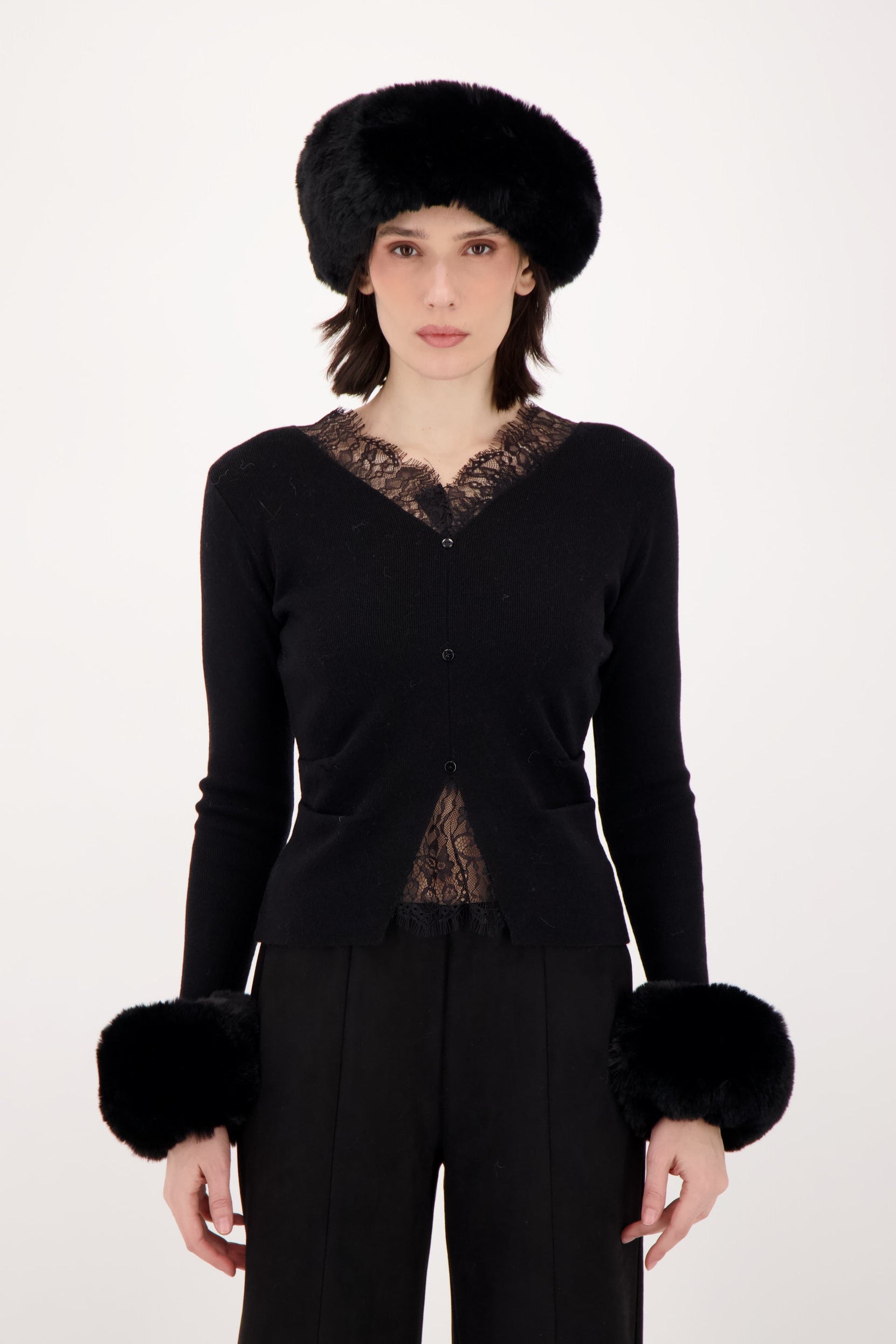 Lace Neckline/Hem Sweater Top