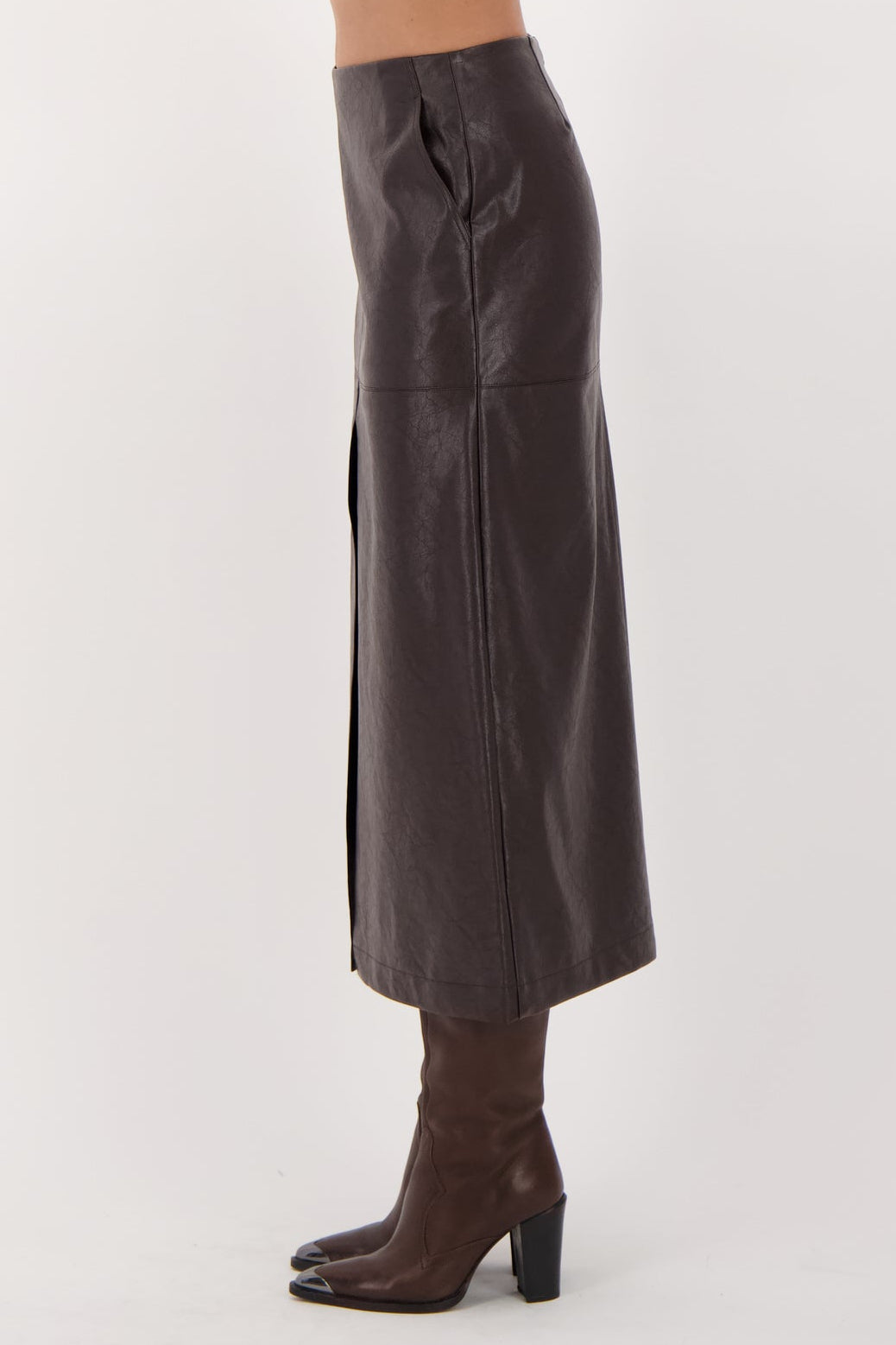 Cracked Vegan Leather Pencil Skirt