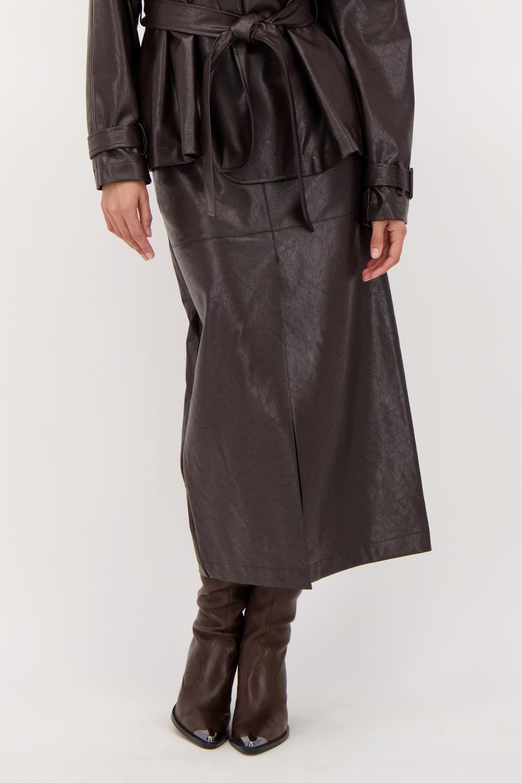 Cracked Vegan Leather Pencil Skirt