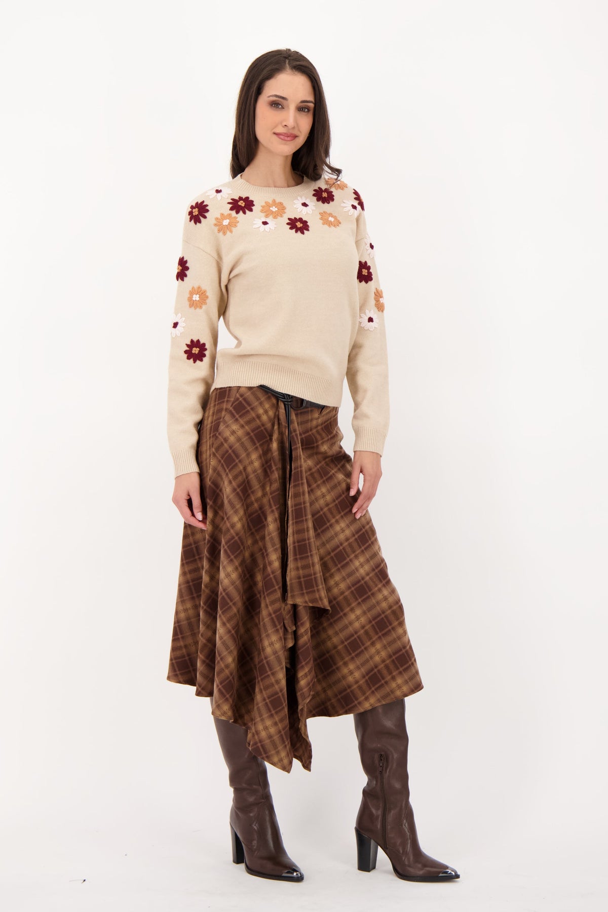 Hand Embroidered Flower Sweater