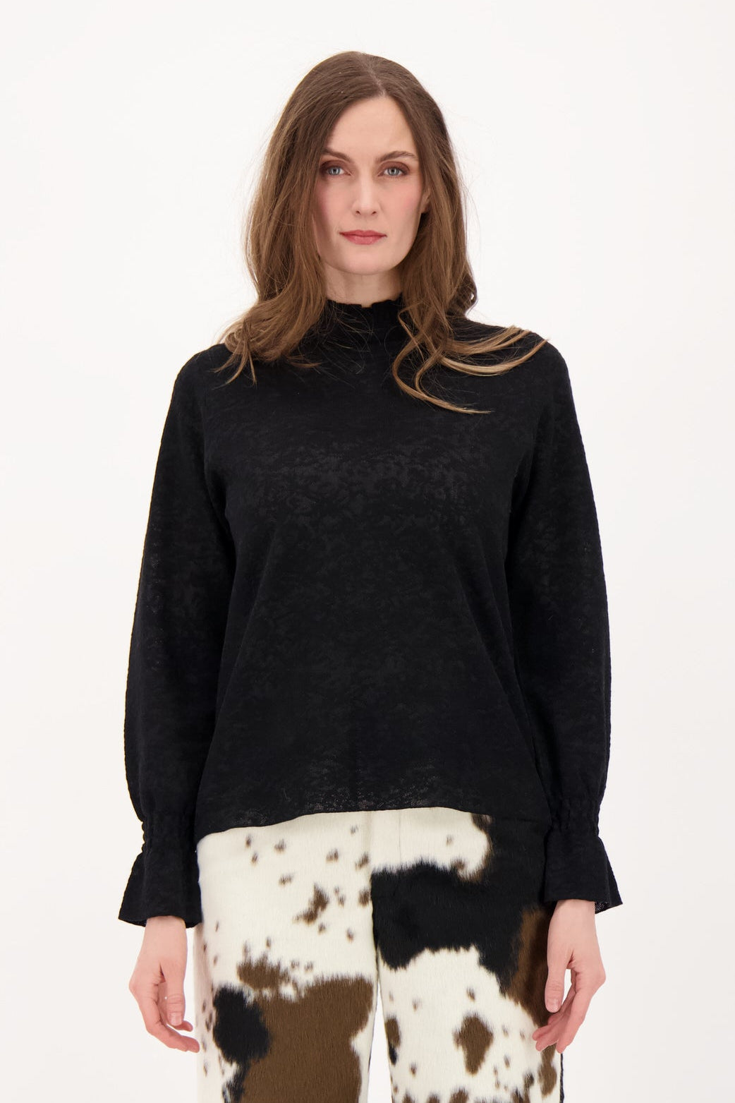 Jaquard Mock Neck Knit Top