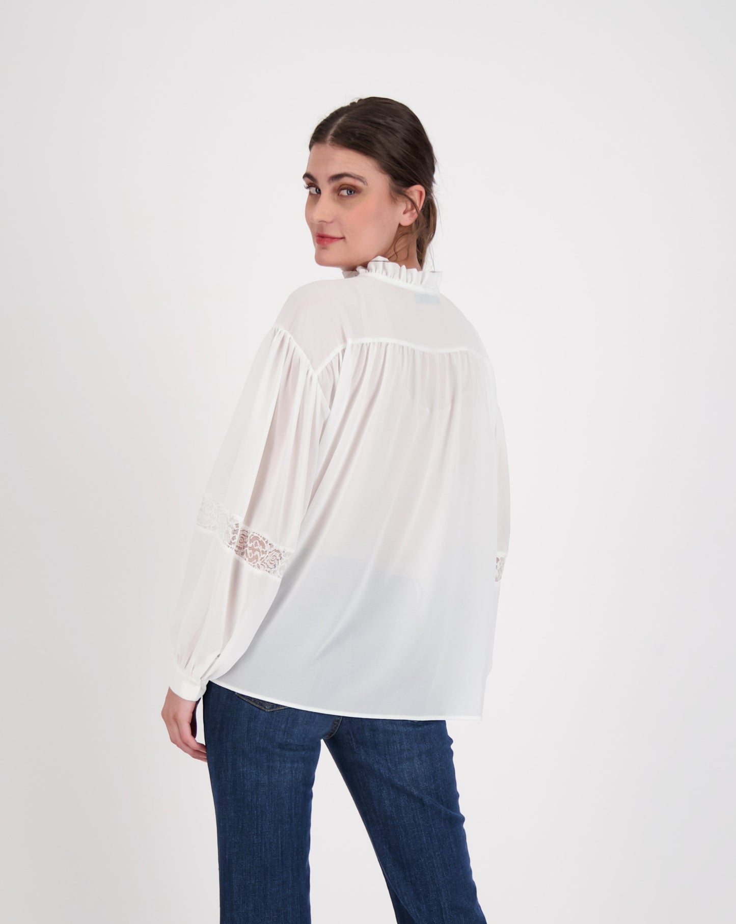 Long Sleeve Blouse With Lace Inserts