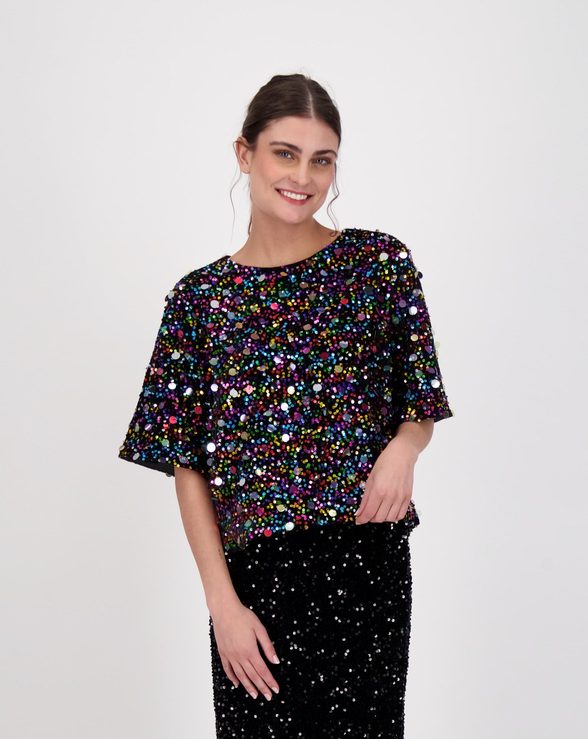 Rainbow Sparkle Sequinned Crop Top – Inspired Style Group