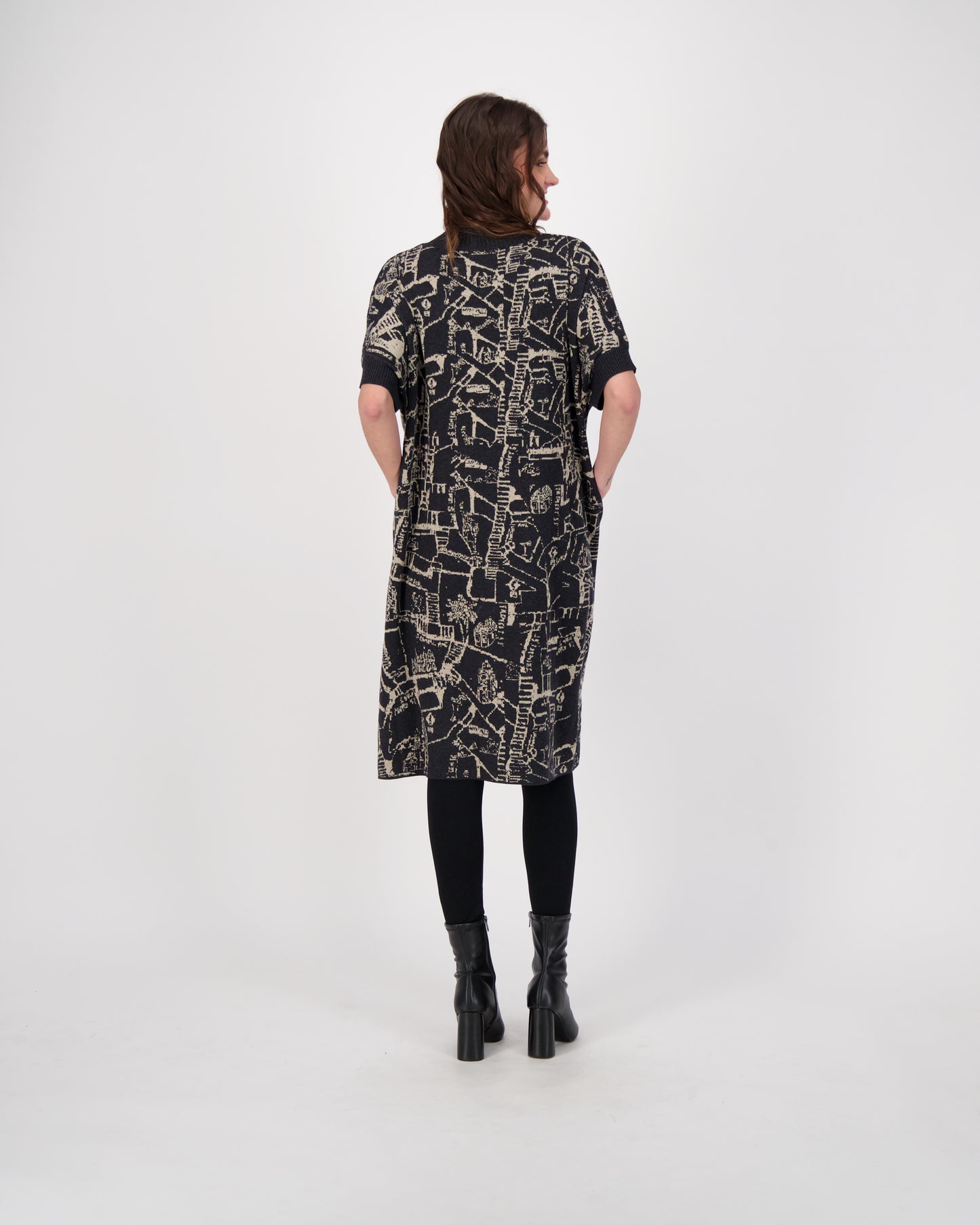 Abstract Intarsia Long Knitted Dress