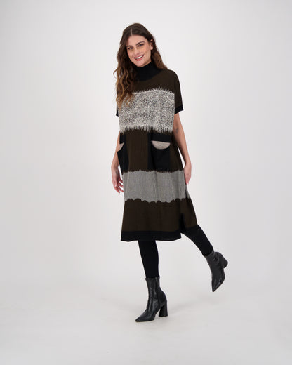 Abstract Art Intarsia Long Knitted Dress