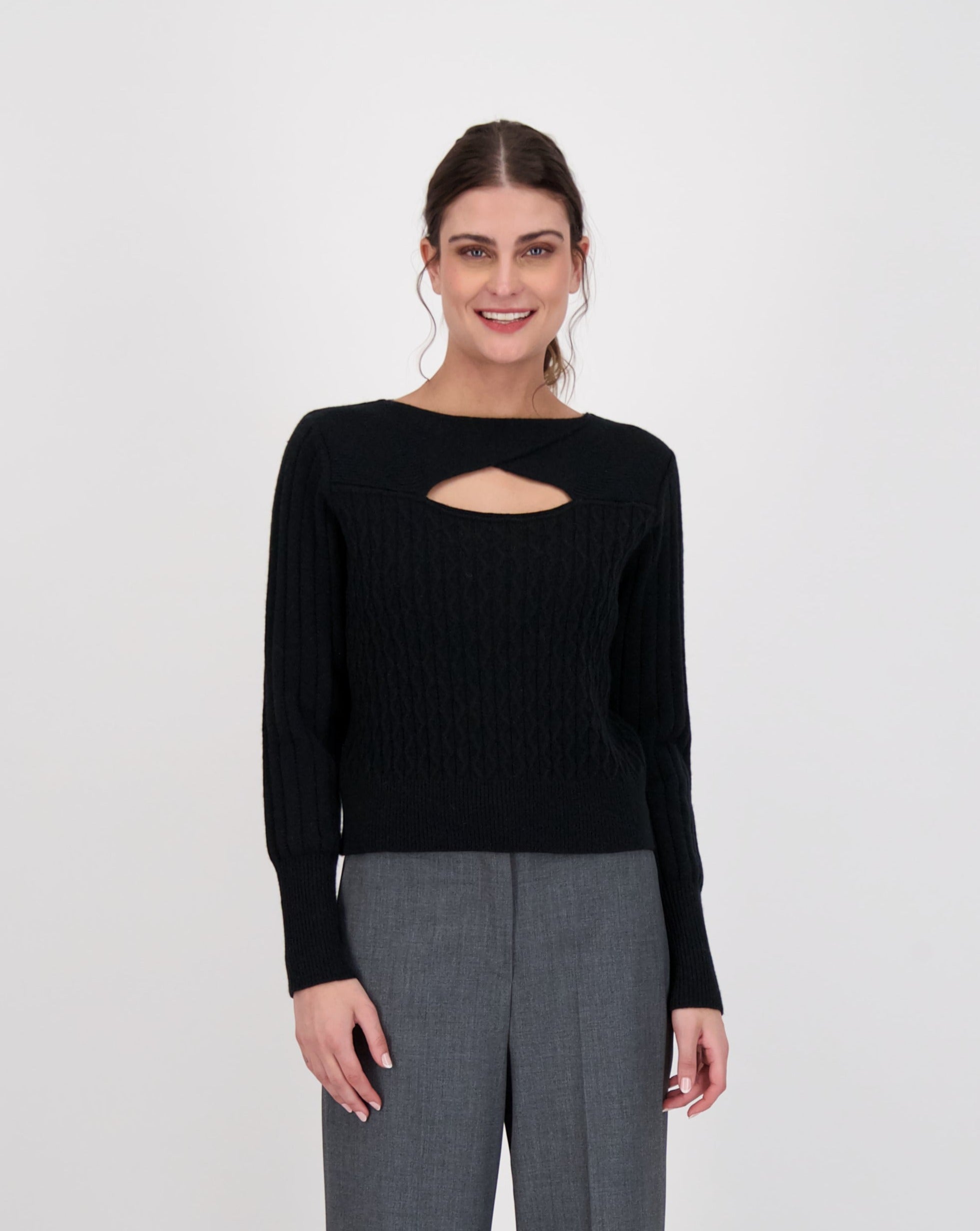 Cut Out High Neck Sweater Top