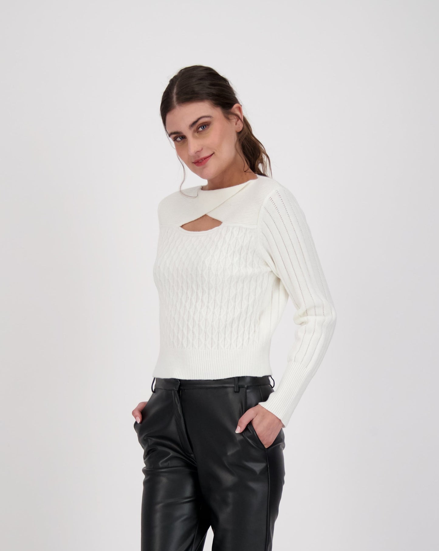 Cut Out High Neck Sweater Top