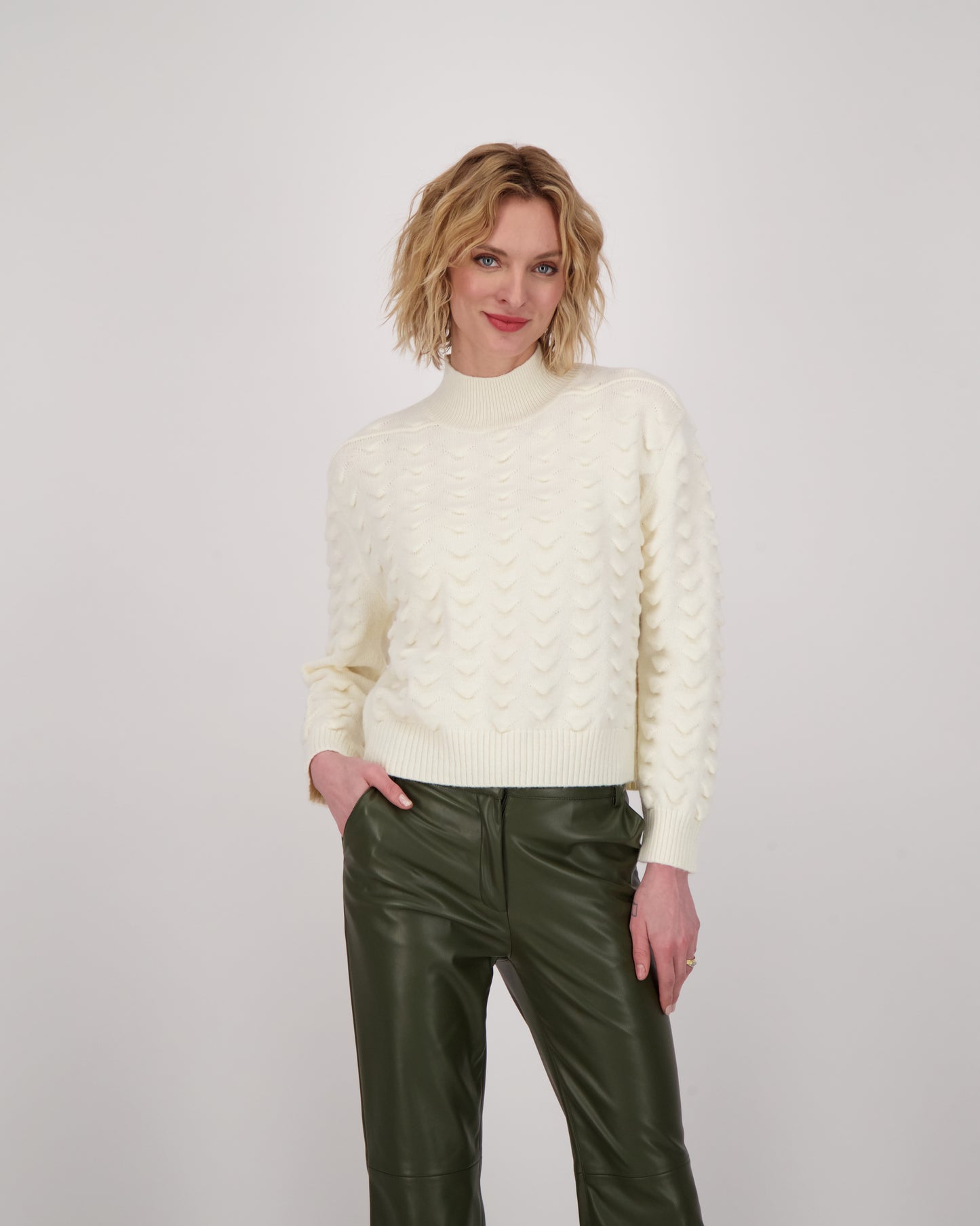 Textured Knit Mockneck Sweater