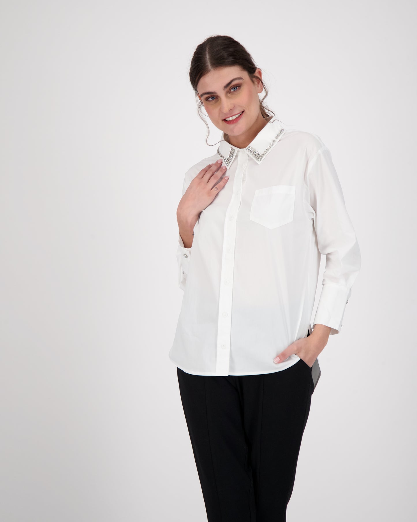 Shirt With Jewelled Collar