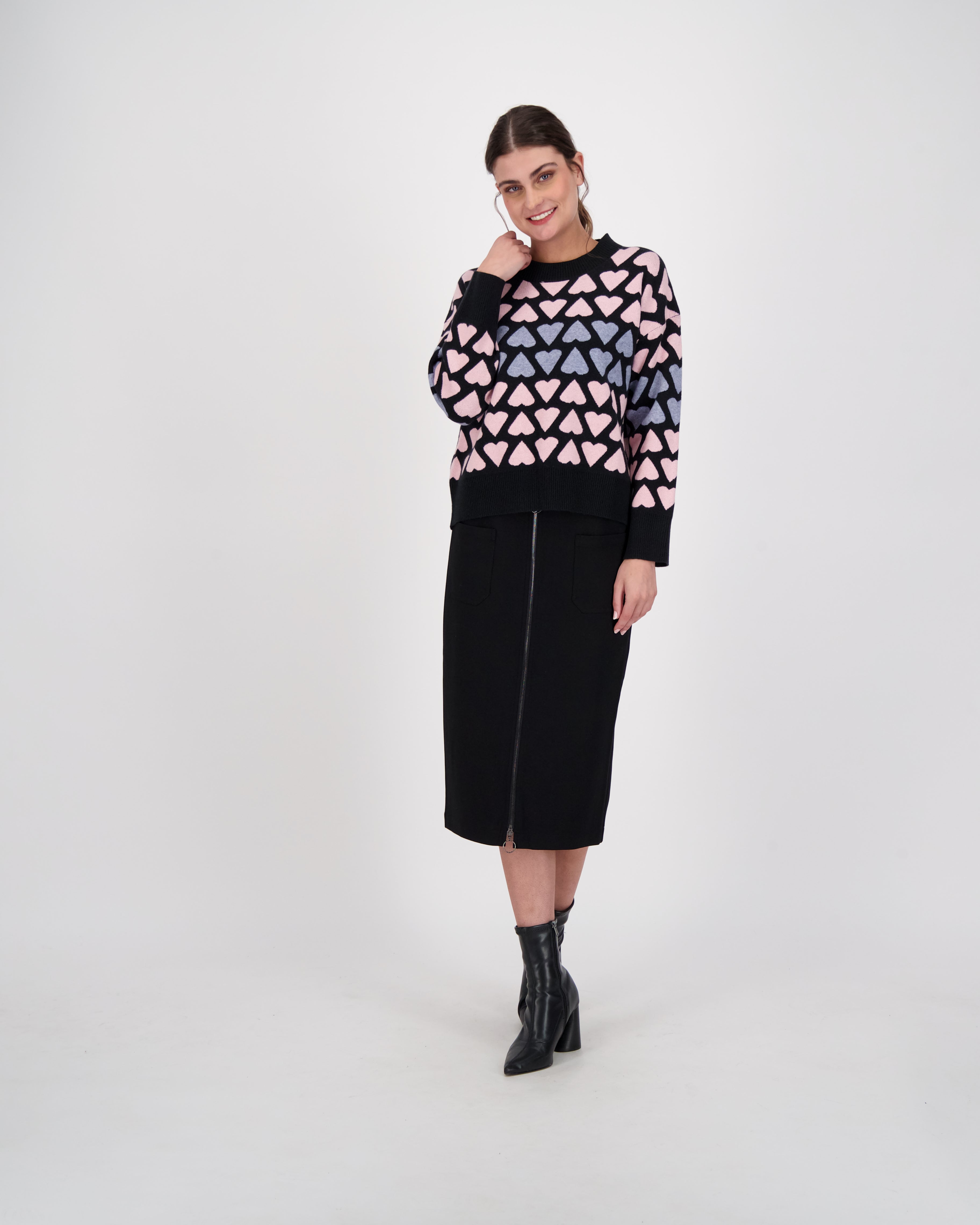Front Zip Knit Utility Skirt