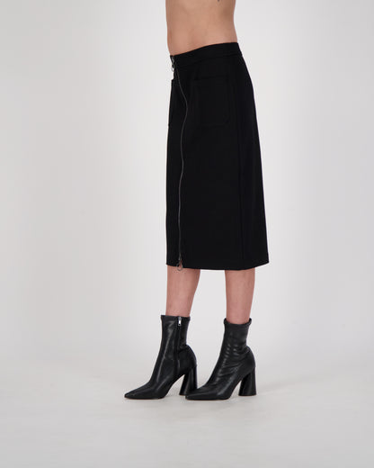 Front Zip Knit Utility Skirt