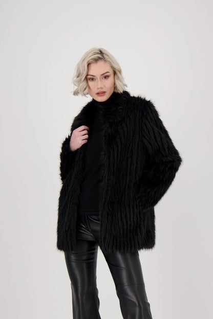 Collared Faux Fur Coat