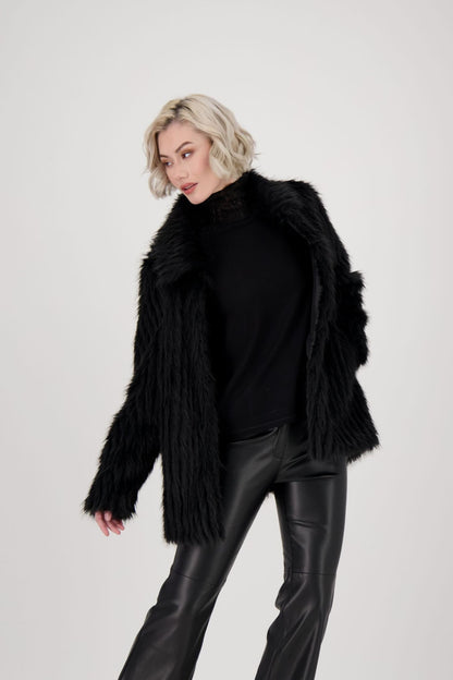 Collared Faux Fur Coat