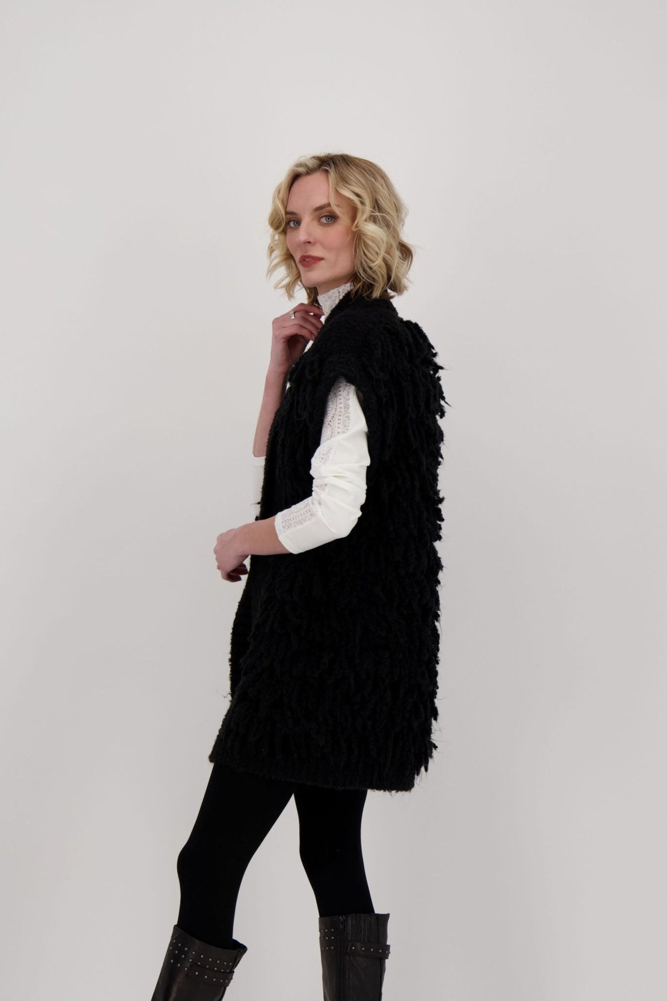 Fringe Shawl Collar Sweater Cardigan