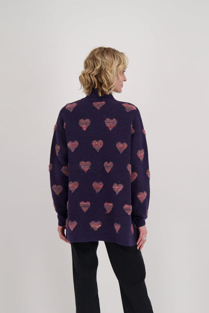 All Over Hearts Open Front Cardigan