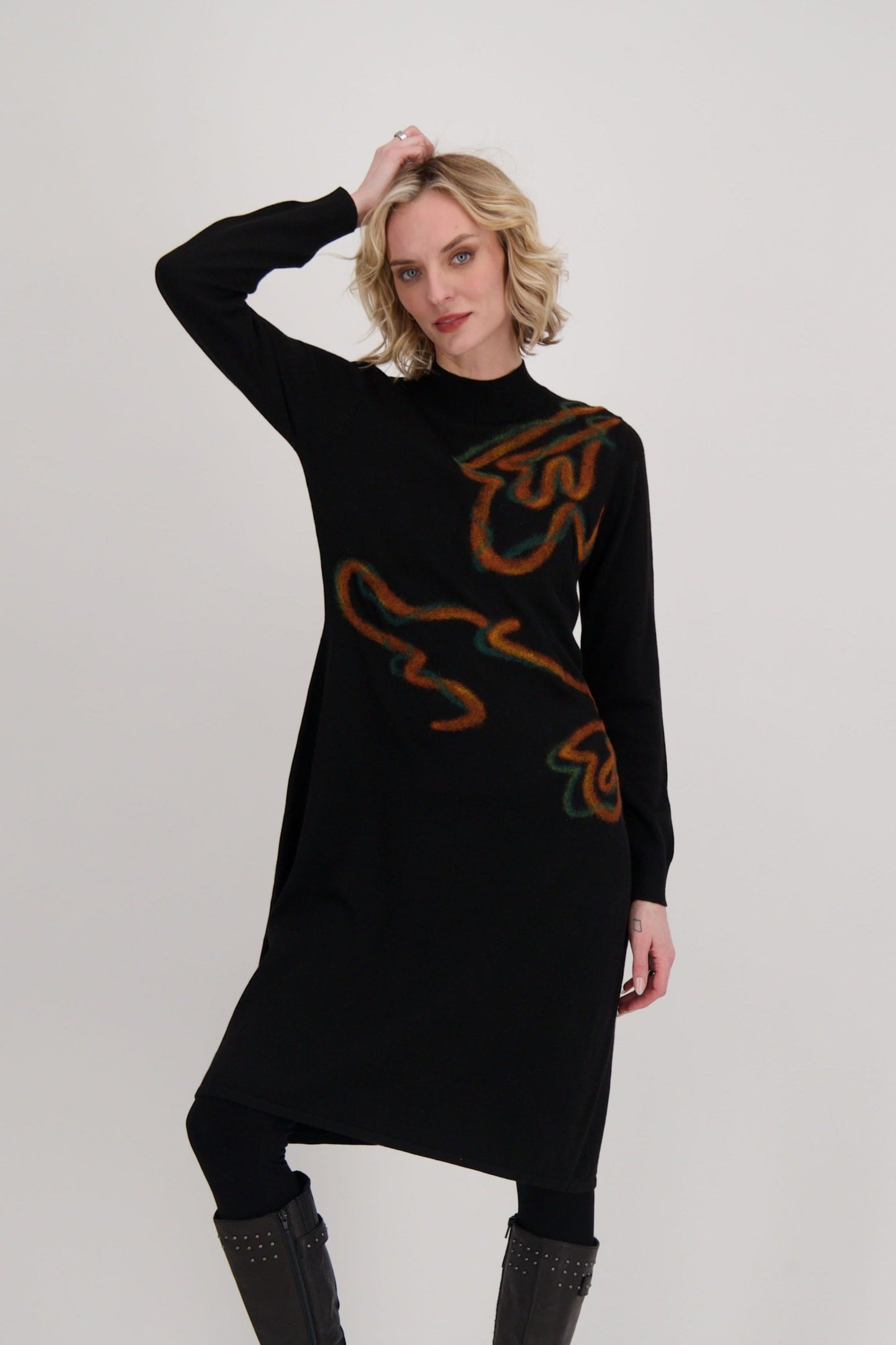 Needle Punch Turtle Neck Dress