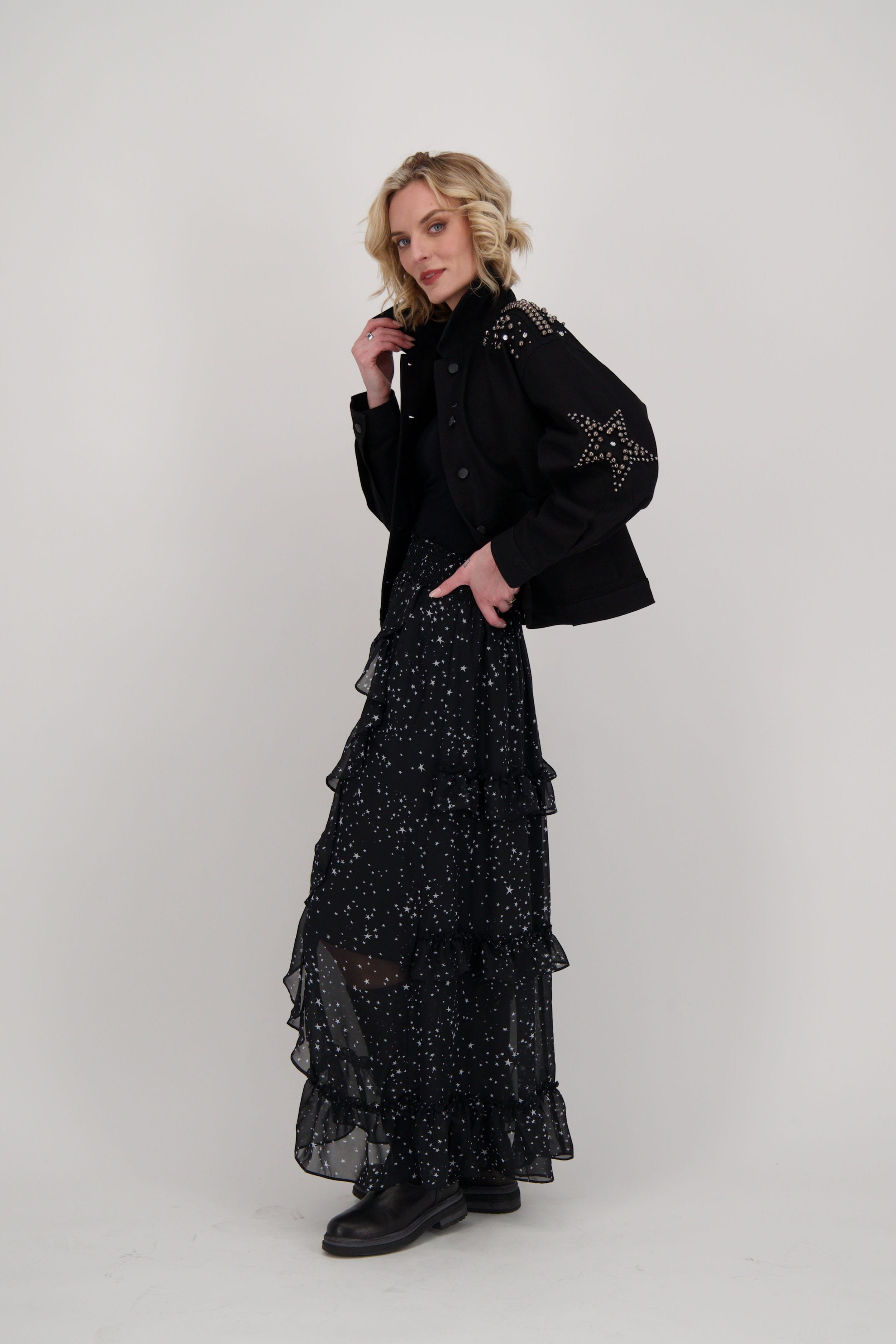 Star Print Ruffle Skirt